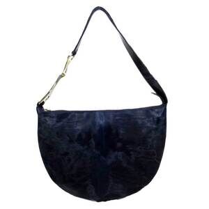 Gucci Shoulder Bag Navy Blue Gold Pony Leather